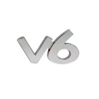 Αυτοκόλλητo Χρωμίου 3D ''V6'' 6.8cm x 3.5cm 1 Τεμάχιο
