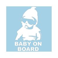 Αυτοκόλλητο "Baby On Board" Λευκό 18x10cm 1 Τεμάχιο