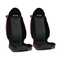 Πλατοκαθίσματα Μπροστινών Καθισμάτων Smart ΤechLine Ύφασμα Τρυπητό / Βελούδο Μαύρο Με Πορτοκαλί Ρέλι Για Smart 450/451/452 2 Τεμάχια