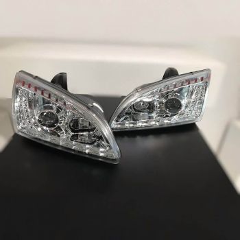 Μπροστινά Φανάρια Set Για Ford Focus 04-08 DRL & Led Φλας Χρωμίου H1/H1 JunYan