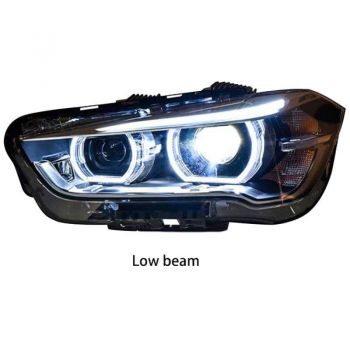 Μπροστινά Φανάρια Set Για Bmw X1 F48 15+ Angel Eyes Full Led Upgrade Μαύρα Με Μοτέρ