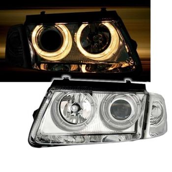 Μπροστινά Φανάρια Set Για Vw Passat 3B 96-00 Angel Eyes Χρωμίου H7/H7 Depo