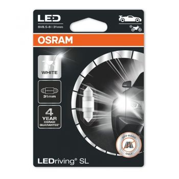 Λάμπα Led Σωληνωτή 31mm C5W SV8.5-8 12volt 1 watt 6000k Osram 6438DWΡ-01Β 1 Τεμάχιο