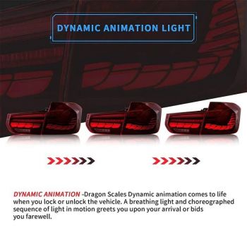 Πισινά Φανάρια Set Για Bmw 3 F30 11-18 Sedan M4 Look OLed Dynamic Start Up Κόκκινο/Crystal Vland