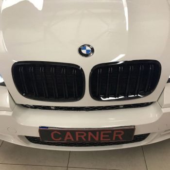 Καρδιές Μάσκας Για Bmw X5 E70 07-13 / X6 E71 08-14 M4 Look Με Διπλή Γρίλια Μαύρο Γυαλιστερό Με 6 Γρίλιες 2 Τεμάχια