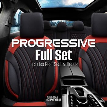 Καλύμματα Αυτοκινήτου Otom Progressive Design Universal Full Δερματίνη Σετ Εμπρός / Πίσω 11 Τεμαχίων Μαύρο / Κόκκινο ΡRG-104