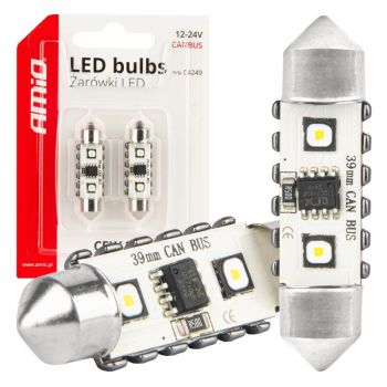 ΛΑΜΠΑΚΙΑ ΠΛΑΦΟΝΙΕΡΑΣ 39mm 12/24V C5W 5500K 12xSMD 3838 CAN-BUS FESTOON (ΛΕΥΚΟ) ΑΜΙΟ - 2 ΤΕΜ.