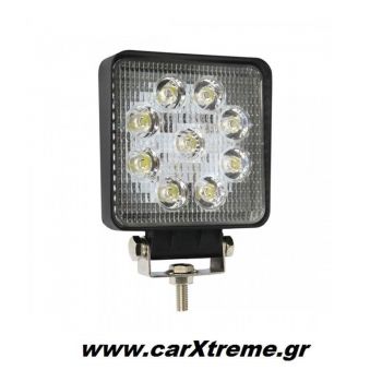 Προβολέας Εργασίας Τετράγωνος AWL03 FLAT 2200lm 9/60V - 27W - 6000K - 9 LED - 106x106x32mm