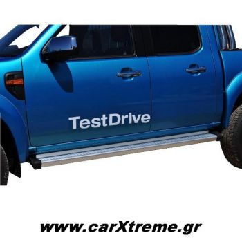 Ford Ranger 2007+ Σκαλοπάτια Αλουμινίου με Ασημί Ματ Φινίρισμα